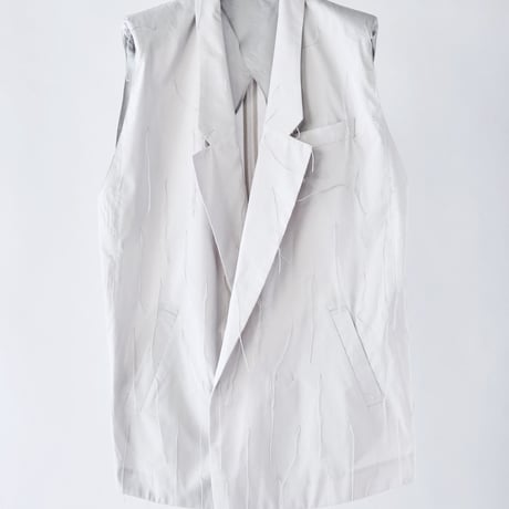 DK29-08-V02／Whisper Flow Cut Jacquard Sleeveless Jacket／2COLORS