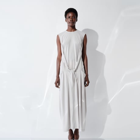 DK29-CS02-D09／Triacetate Cool Ponte Twist Dress／2COLORS