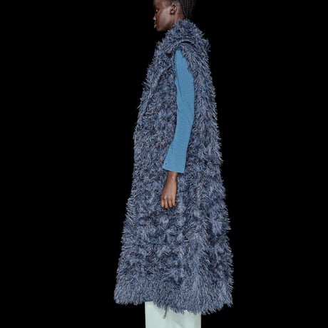 DK30-SP01-V01／Multicolor Cut Jacquard Long Gilet／1COLOR