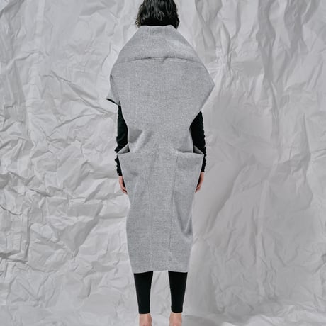 DK28-CS04-V03／Velour Bonding Unique Silhouette Gilet／2COLORS