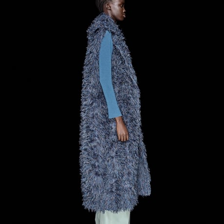 DK30-SP01-V01／Multicolor Cut Jacquard Long Gilet／1COLOR