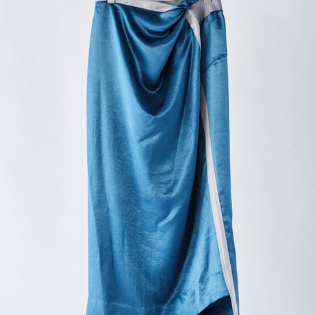 DK29-07-S03／Naia Shiny Tricotine Asymmetric Skirt／3COLORS