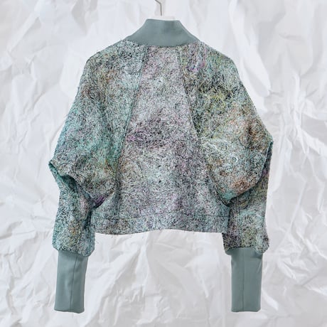 DK28-SP01-H02／Multicolor Recycled Thread Embroidery Highneck Rib Jacket／1COLOR