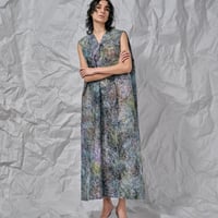 DK28-SP01-O03／Multicolor Recycled Thread Embroidery V-Neck Long Dress／1COLOR