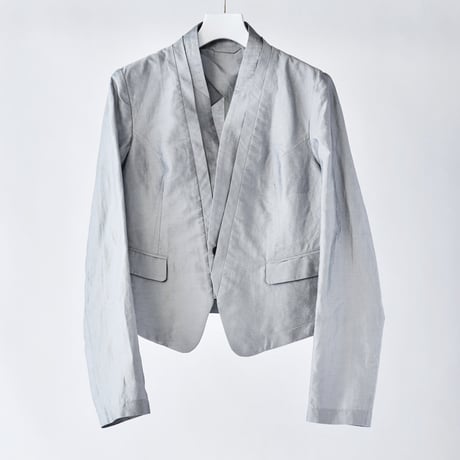 DK29-06-J03／Linen Nylon Rigid Cloth Shawl Collar Jacket／2COLORS