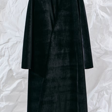 DK28-CS04-C05／Velour Bonding Collarless Flared Coat／2COLORS