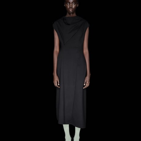 DK30-CS01-D03／MANTECO Recycled Cotton Milano Rib Asymmetrical Dress／3COLORS