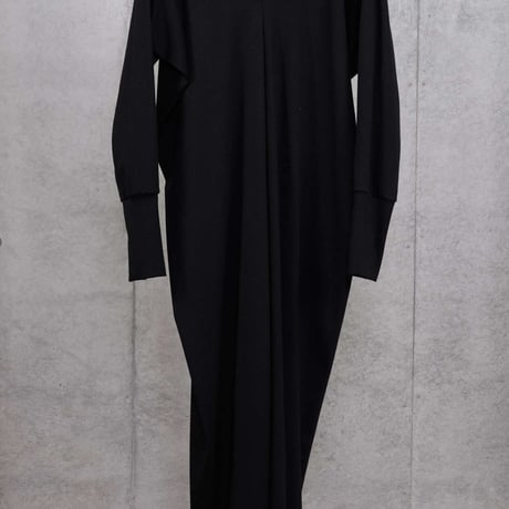 DK30-CS01-O01／MANTECO Recycled Cotton Milano Rib V-neck Draped Dress／3COLORS