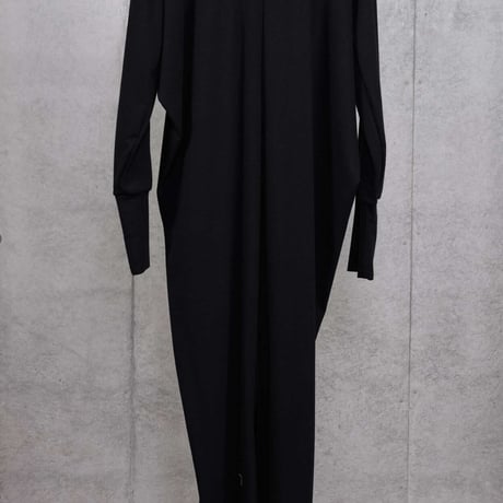 DK30-CS01-O01／MANTECO Recycled Cotton Milano Rib V-neck Draped Dress／3COLORS