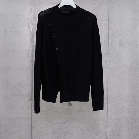 DK30-K02-T05／Wool High-Gauge Knit Asymmetrical Button Top／3COLORS