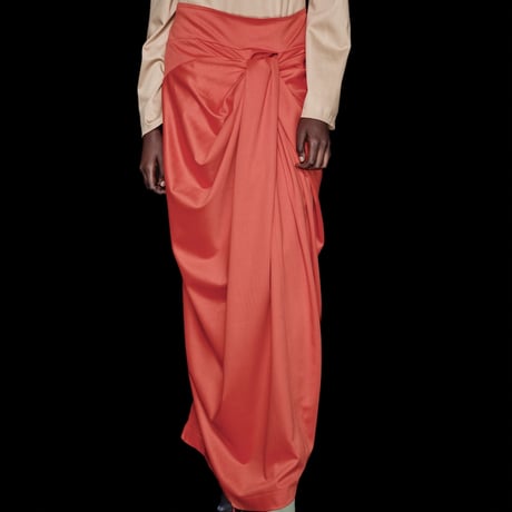 DK30-05A/B-S01／BONOTTO Liquid Wool Satin / Acetate Double Satin Twisted Long Skirt／3COLORS