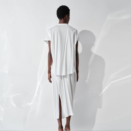 DV-065／“BASICS” 30/1 UV Mercerized Jersey Asymmetric Drape Skirt／2COLORS