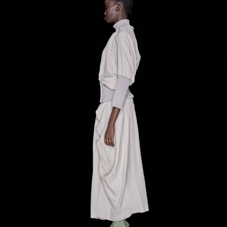 DK30-02-S01／Viscose/Cotton Amundsen Twill Washer Finish Twisted Long Skirt／2COLORS