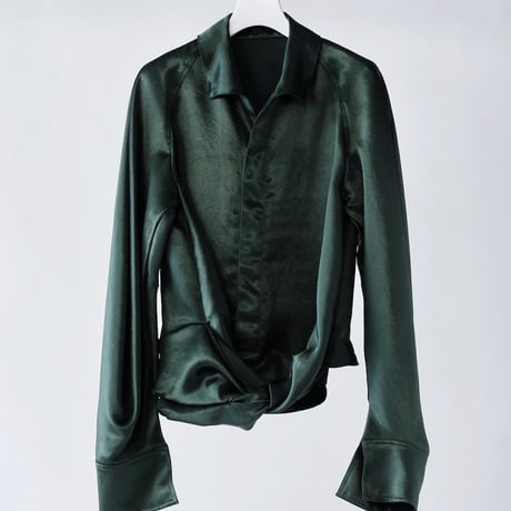 DK29-07-B03／Naia Shiny Tricotine Twisted Blouse／3COLORS