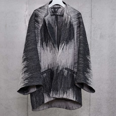 DK30-10-C06／Shadow Drip Wool Needle Punch Kimono-sleeve Coat／2COLORS