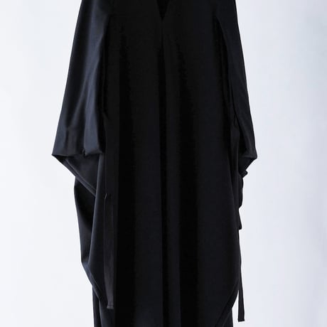 DK29-CS03-O09／40/1 Strong Twist SZ Soft Stretch Ponte V-Neck Dress／2COLORS