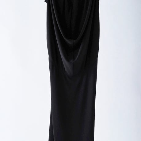 DK29-CS02-O01／Triacetate Cool Ponte Draped Dress／2COLORS