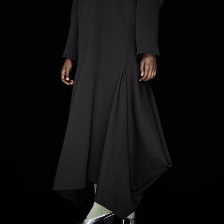 DK30-CS03-D06／Technorama Double-Knit V-neck long dress／2COLORS