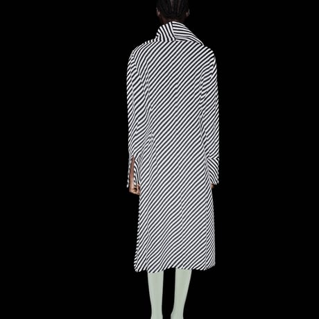 DK30-06-D05／3D Bias Stripe Button-down Long Dress／1COLOR