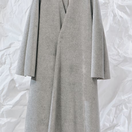 DK28-CS04-C05／Velour Bonding Collarless Flared Coat／2COLORS
