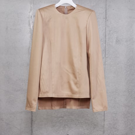 DK30-05A/B-T07／BONOTTO Liquid Wool Satin / Acetate Double Satin Shoulder-padded Top／3COLORS