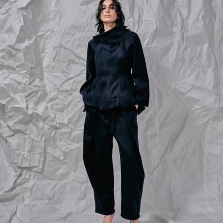 DK28-CS03-P05／Double-Faced Shaggy Wool Tucked Pants／2COLORS