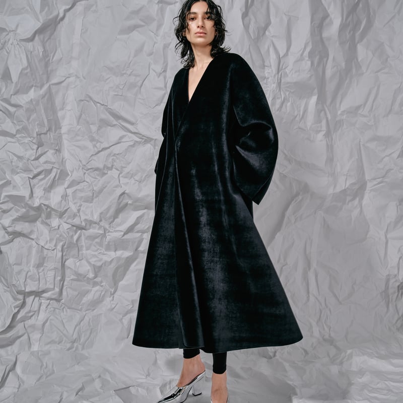 凪様用:divka(ディウカ)のコート DK28-CS04-C05／Velour Bonding Collarless Flared
