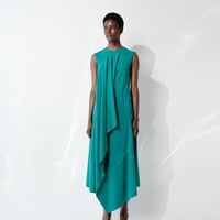DK29-CS03-D07／40/1 Strong Twist SZ Soft Stretch Ponte Sleeveless Draped Dress／2COLORS