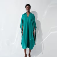DK29-CS03-O09／40/1 Strong Twist SZ Soft Stretch Ponte V-Neck Dress／2COLORS