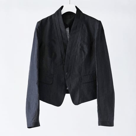 DK29-06-J03／Linen Nylon Rigid Cloth Shawl Collar Jacket／2COLORS