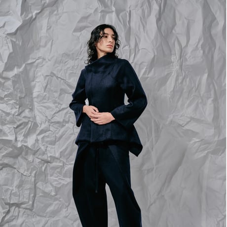DK28-CS03-J06／Double-Faced Shaggy Wool Highneck Jacket／2COLORS