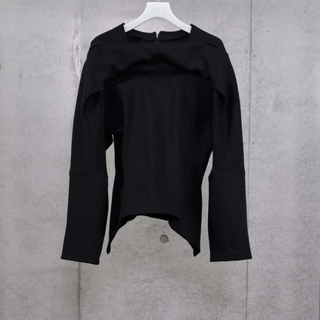 DK30-CS03-B02／Technorama Double-Knit Paneled Form Blouse／2COLORS