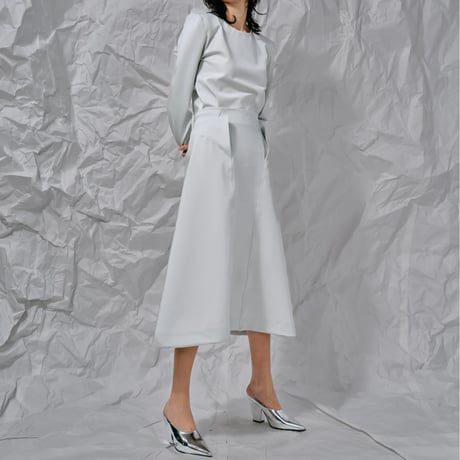 DK28-CS02-S03／Camellia Resilient Ponte Flared Skirt／2COLORS