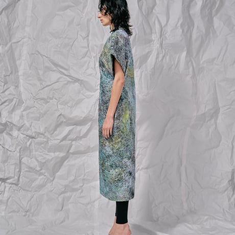 DK28-SP01-V02／Multicolor Recycled Thread Embroidery I-line dress／1COLOR