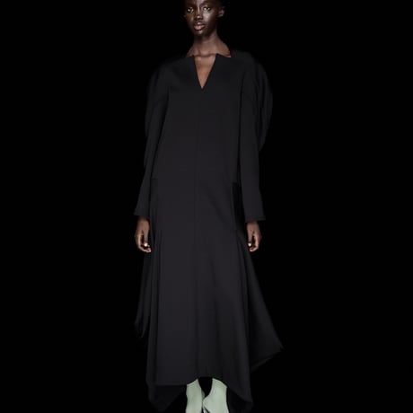 DK30-CS03-D06／Technorama Double-Knit V-neck long dress／2COLORS