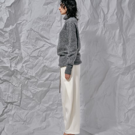 DK28-CS03-P05／Double-Faced Shaggy Wool Tucked Pants／2COLORS