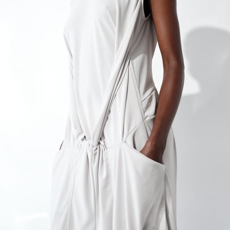 DK29-CS02-D09／Triacetate Cool Ponte Twist Dress／2COLORS