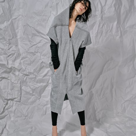 DK28-CS04-V03／Velour Bonding Unique Silhouette Gilet／2COLORS