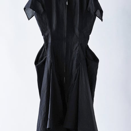 DK29-06-D08／Linen Nylon Rigid Cloth Constructed Dress／2COLORS