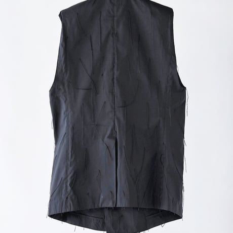 DK29-08-V02／Whisper Flow Cut Jacquard Sleeveless Jacket／2COLORS