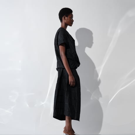 DK29-03-P03／Ny Shadow Border Wide Pants／2COLORS