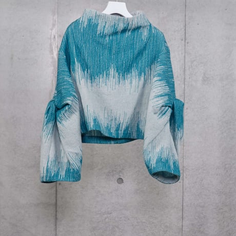 DK30-10-B03／Shadow Drip Wool Needle Punch Twisted Sleeve Blouse／2COLORS
