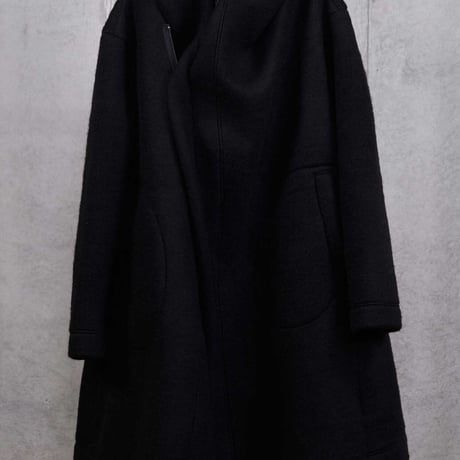 DK30-CS04-C01／Wool Slub Shaggy Knit Hooded Coat／2COLORS