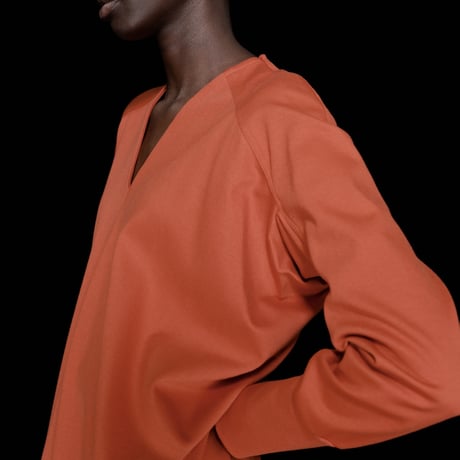 DK30-CS01-O01／MANTECO Recycled Cotton Milano Rib V-neck Draped Dress／3COLORS