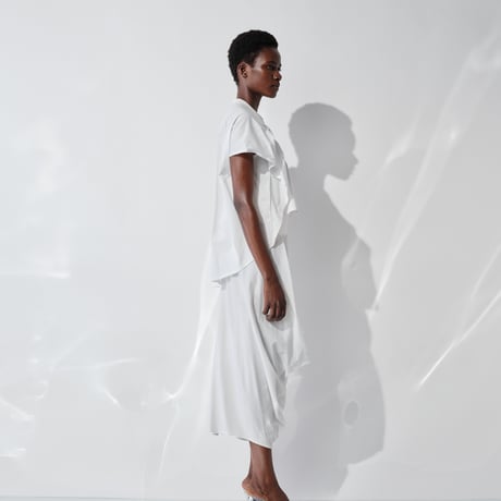 DV-065／“BASICS” 30/1 UV Mercerized Jersey Asymmetric Drape Skirt／2COLORS