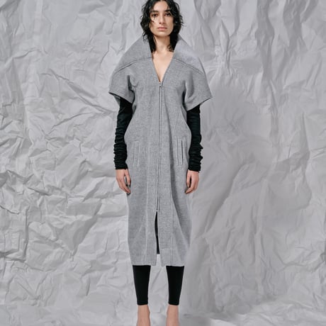 DK28-CS04-V03／Velour Bonding Unique Silhouette Gilet／2COLORS