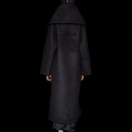 DK30-CS04-C02／Wool Slub Shaggy Knit Big-collar Long Coat／2COLORS