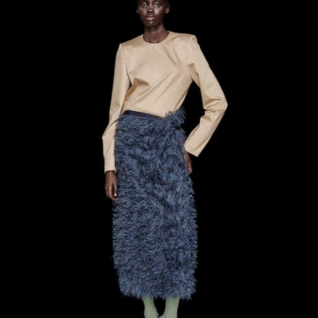 DK30-SP01-S08／Multicolor Cut Jacquard Twisted Skirt／1COLOR