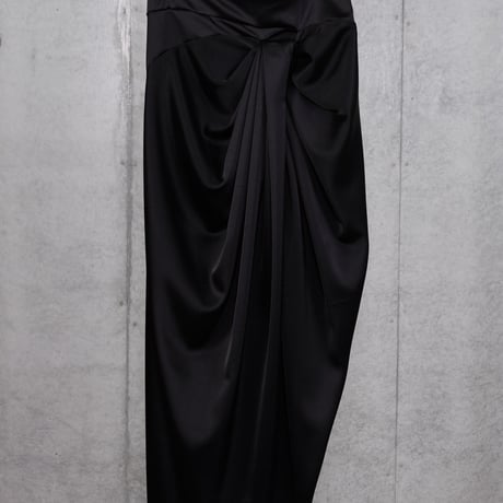 DK30-05A/B-S01／BONOTTO Liquid Wool Satin / Acetate Double Satin Twisted Long Skirt／3COLORS