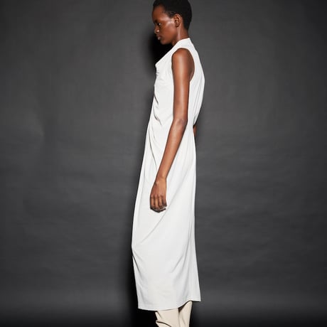 DV-055／COOLISM Hard Twisted Jersey Draped Long Dress／2COLORS